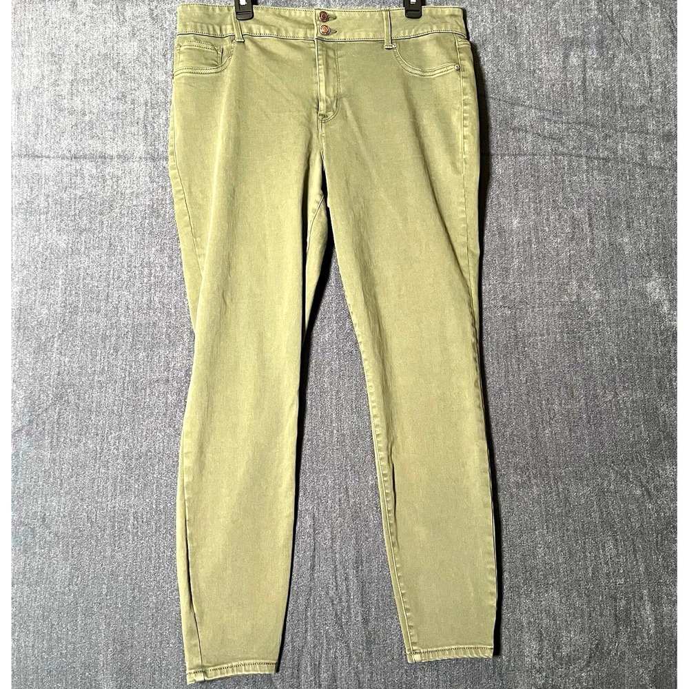 m jeans by maurices Womens XL Regular High Rise Skinny Green Stretch Denim